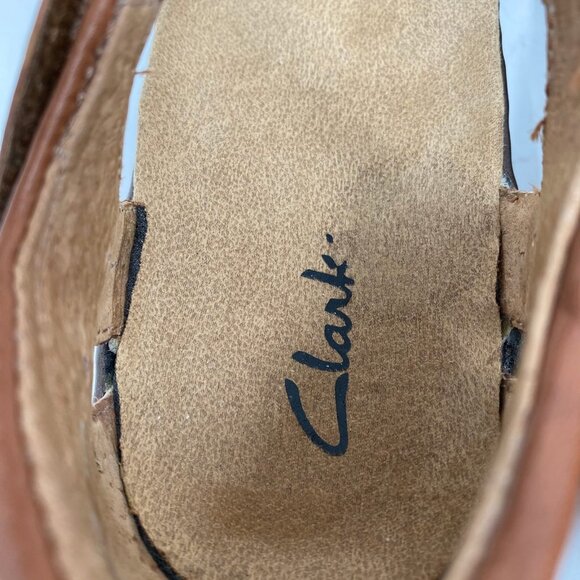 Clarks Brown Leather Kitten Heel Sandals | Size 10 - Picture 6 of 8
